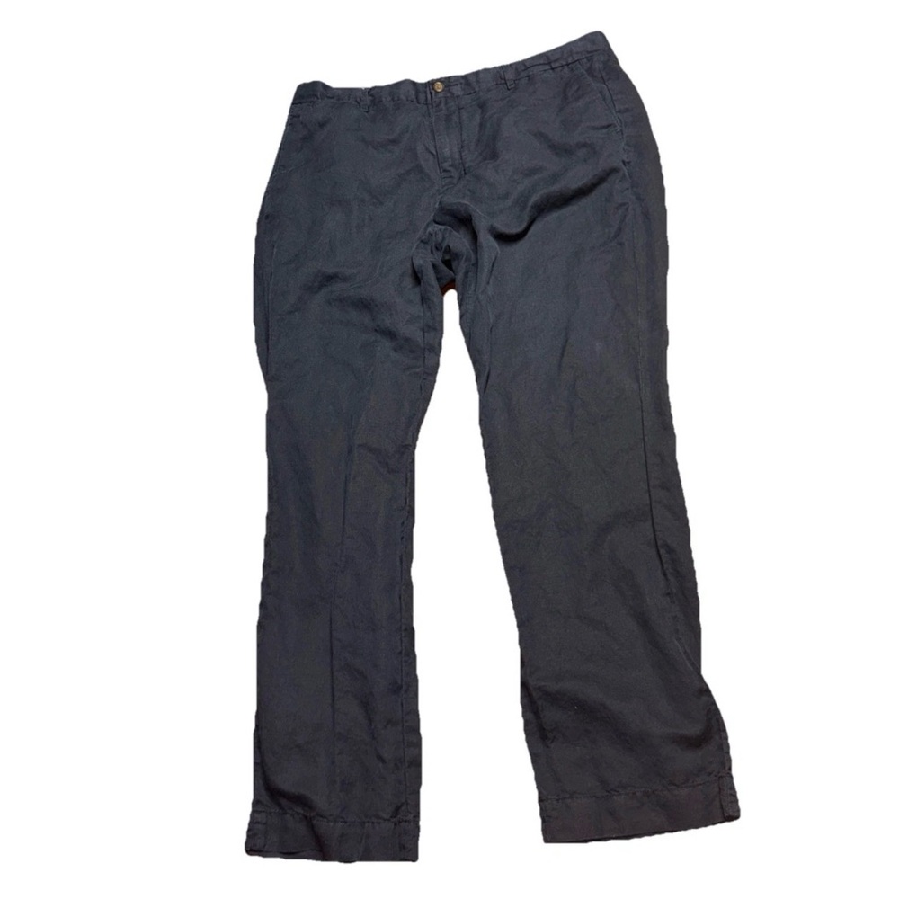 Polo Ralph Lauren Navy Straight Fit Linen Blend Chinos Preppy Academia 36x32